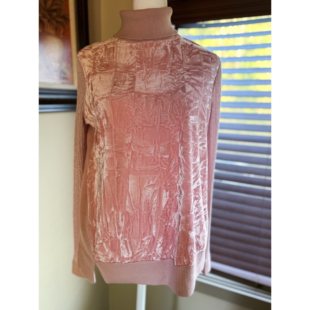 Juicy Couture size M Pink Sweater with Sparkly Sleeves, Velvet Front